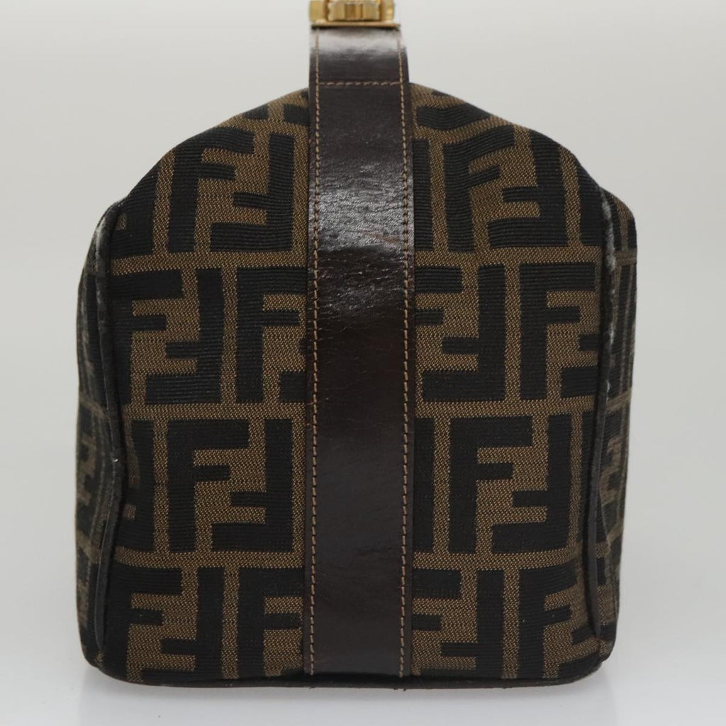 FENDI Zucca Canvas Vanity Pouch Brown Black gold 104284