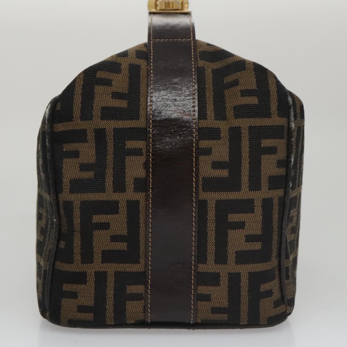 FENDI Zucca Canvas Vanity Pouch Brown Black gold 104284
