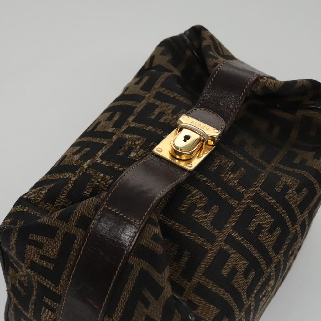 FENDI Zucca Canvas Vanity Pouch Brown Black gold 104284
