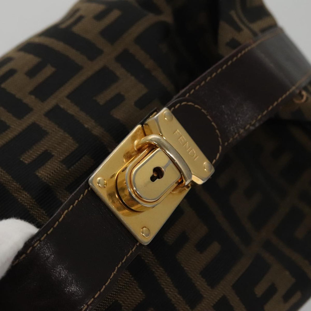 FENDI Zucca Canvas Vanity Pouch Brown Black gold 104284