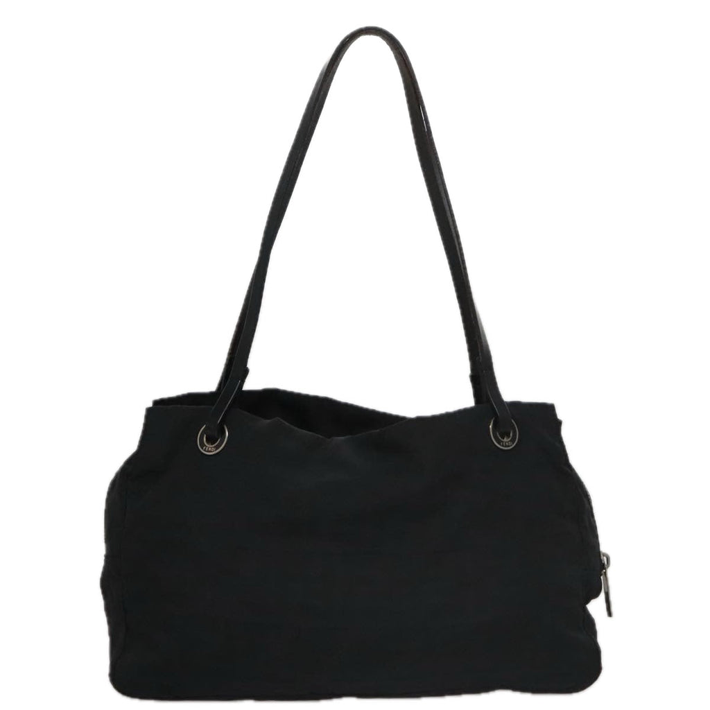 FENDI Zucca Canvas Shoulder Bag Black 104305