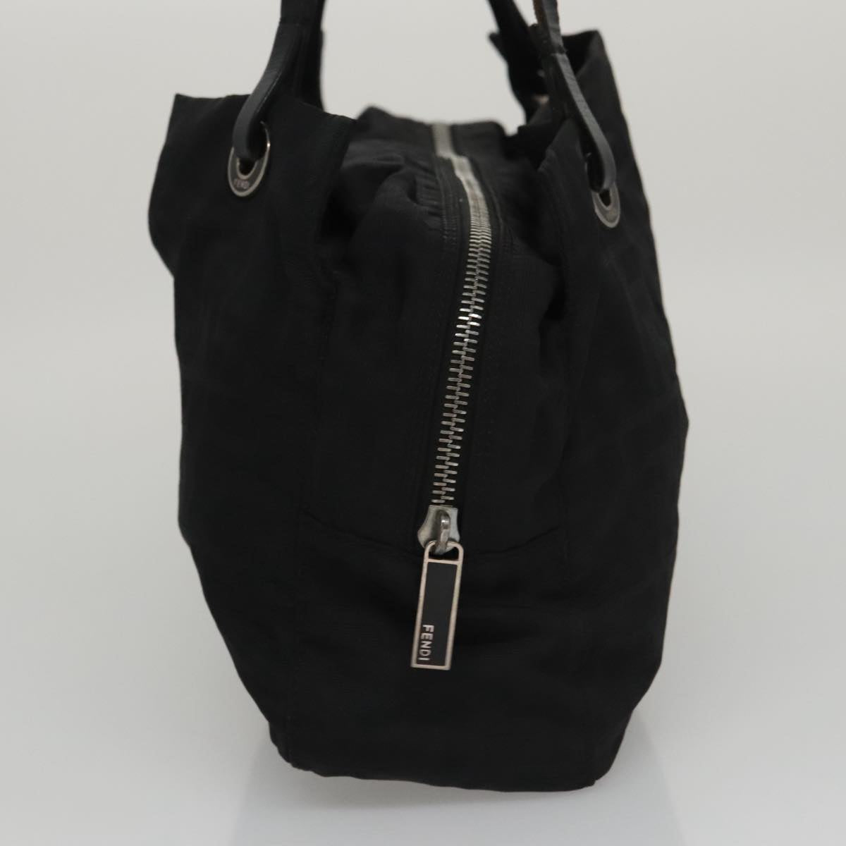 FENDI Zucca Canvas Shoulder Bag Black 104305