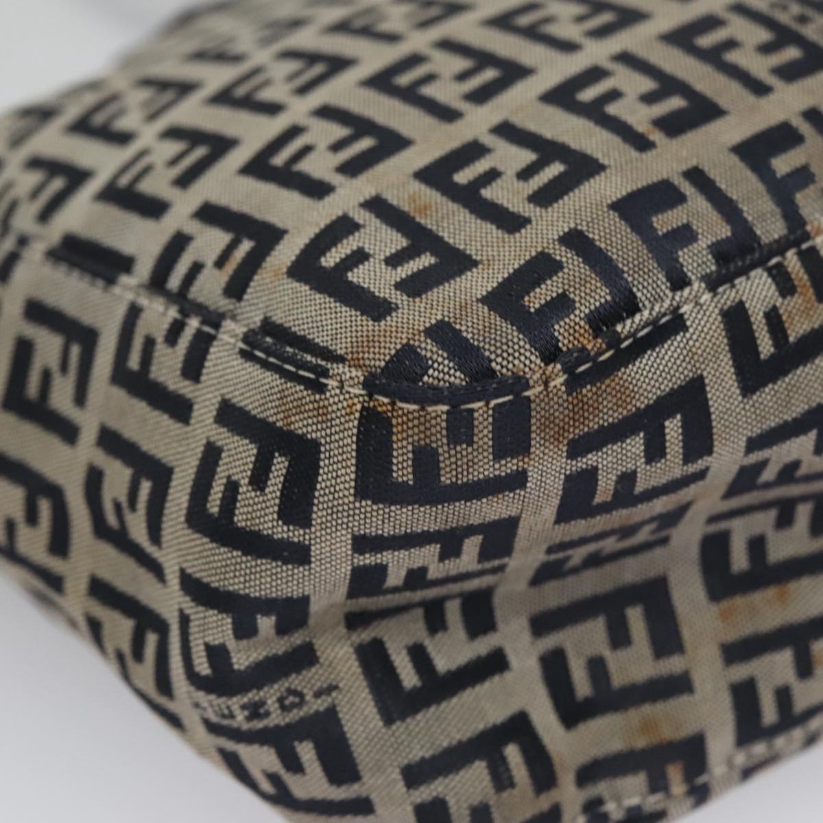 FENDI Zucchino Canvas Hand Bag Navy 104306