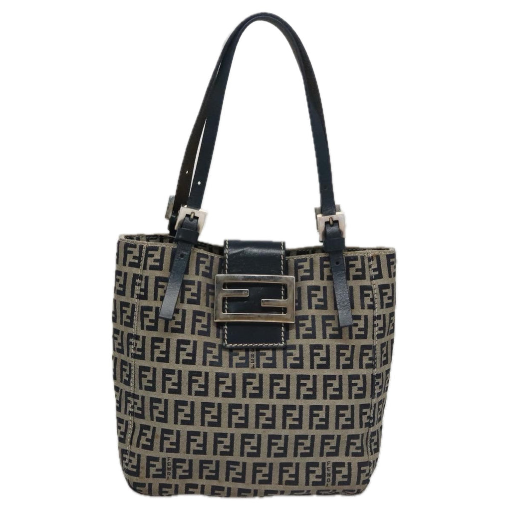 FENDI Zucchino Canvas Hand Bag Navy 104306