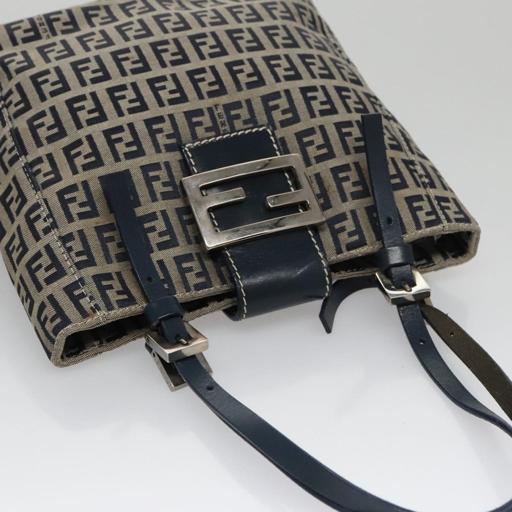 FENDI Zucchino Canvas Hand Bag Navy 104306