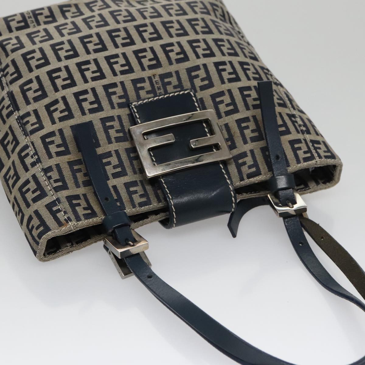 FENDI Zucchino Canvas Hand Bag Navy 104306