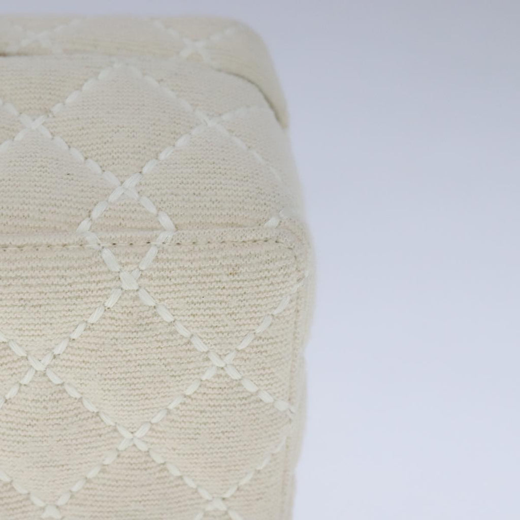 CHANEL Vanity Chain Wild Stitch Pouch Cotton White CC 104339A