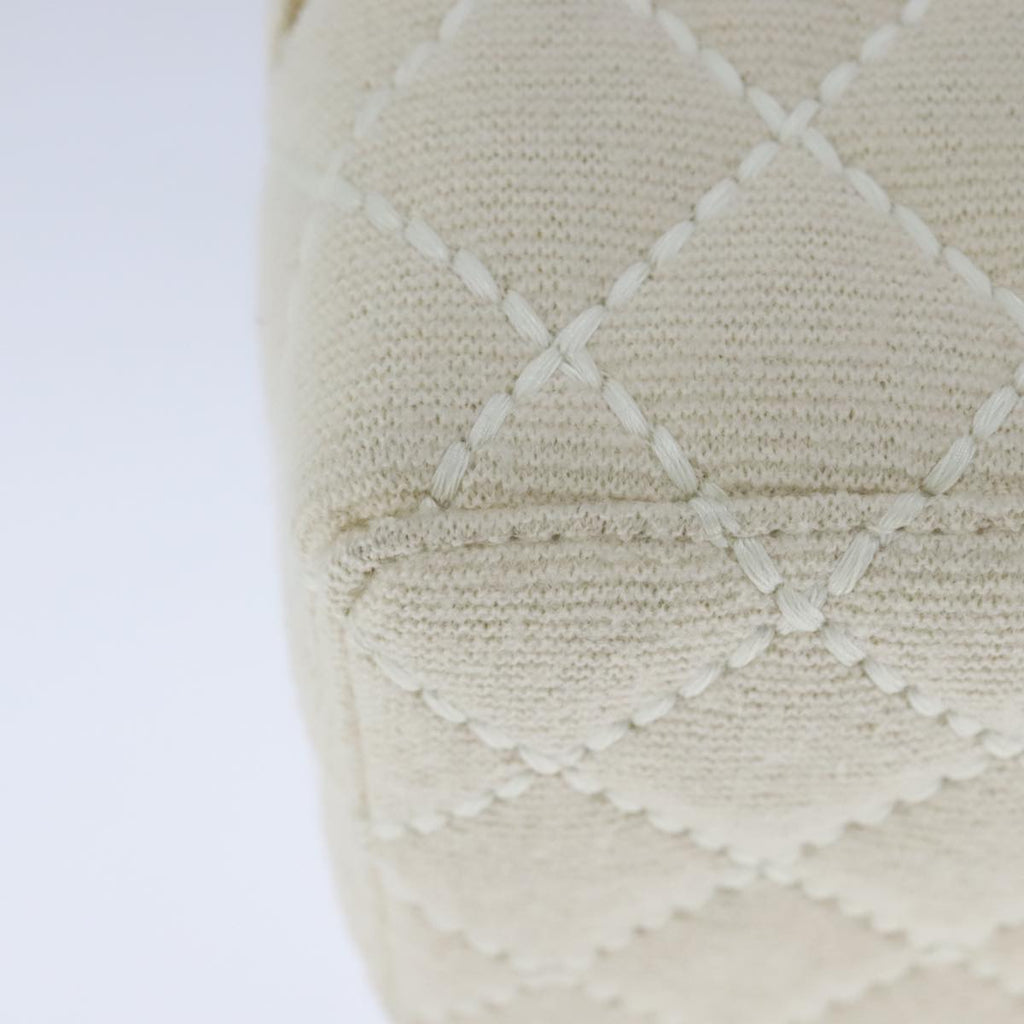 CHANEL Vanity Chain Wild Stitch Pouch Cotton White CC 104339A