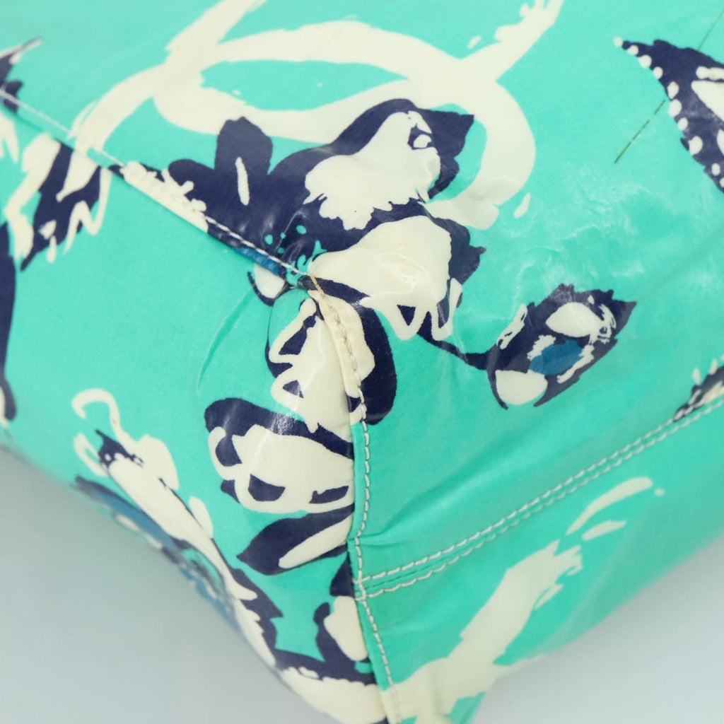 CHANEL Flower Tote Bag patent Light green CC 104343