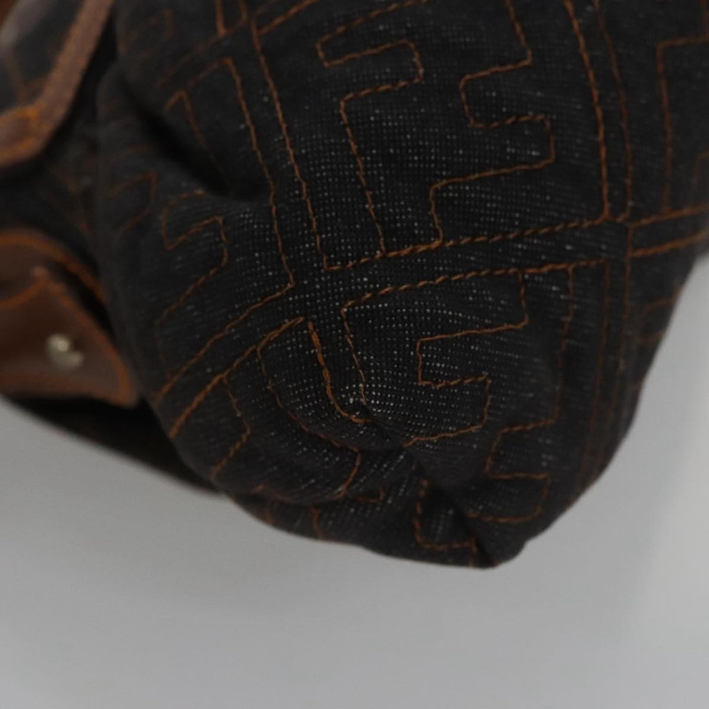 FENDI Zucca Canvas Shoulder Bag Denim Black 104385