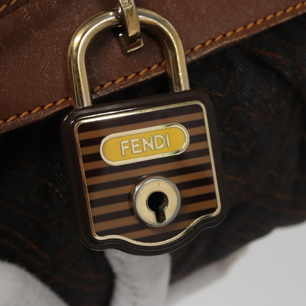 FENDI Zucca Canvas Shoulder Bag Denim Black 104385