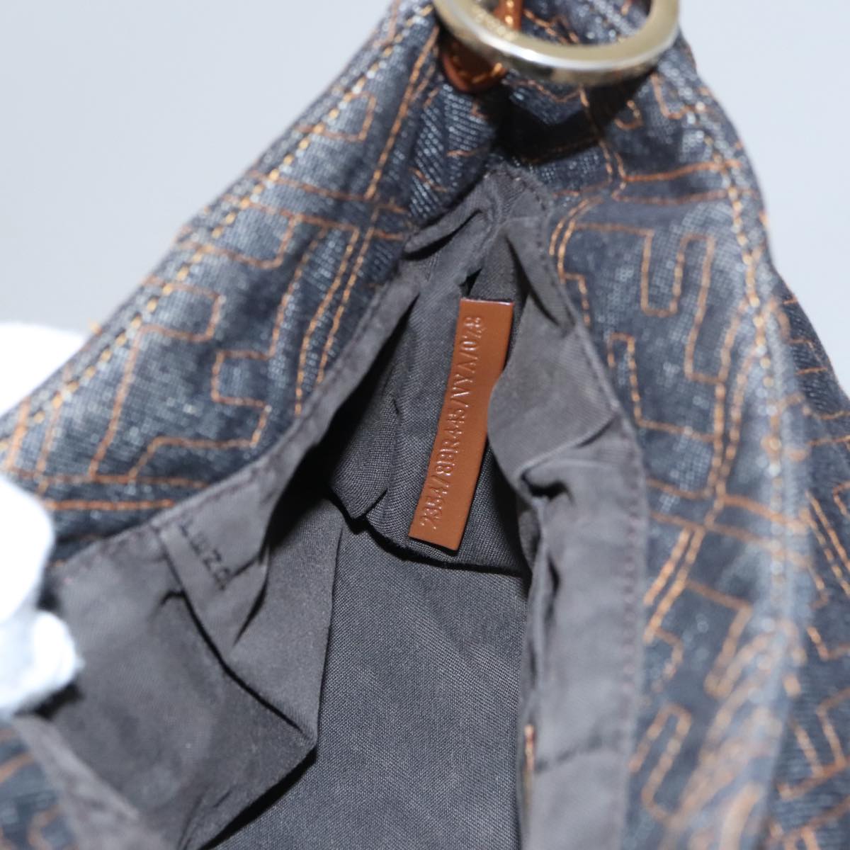 FENDI Zucca Canvas Shoulder Bag Denim Black 104385