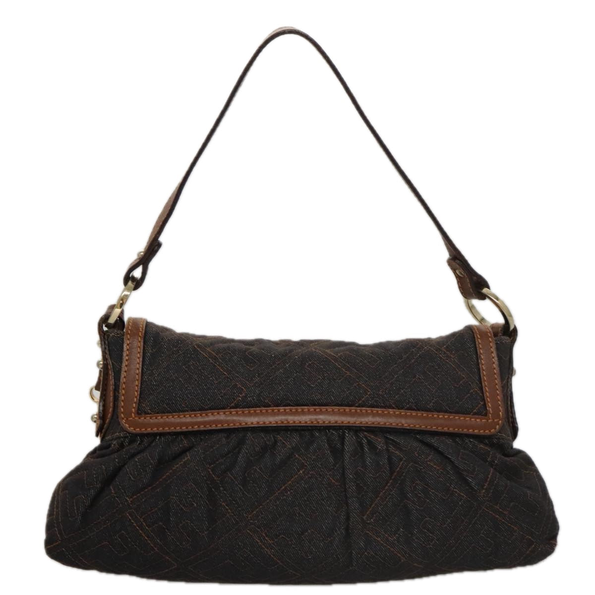 FENDI Zucca Canvas Shoulder Bag Denim Black 104385