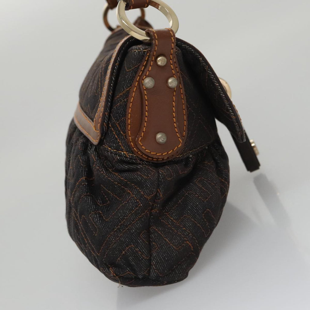 FENDI Zucca Canvas Shoulder Bag Denim Black 104385