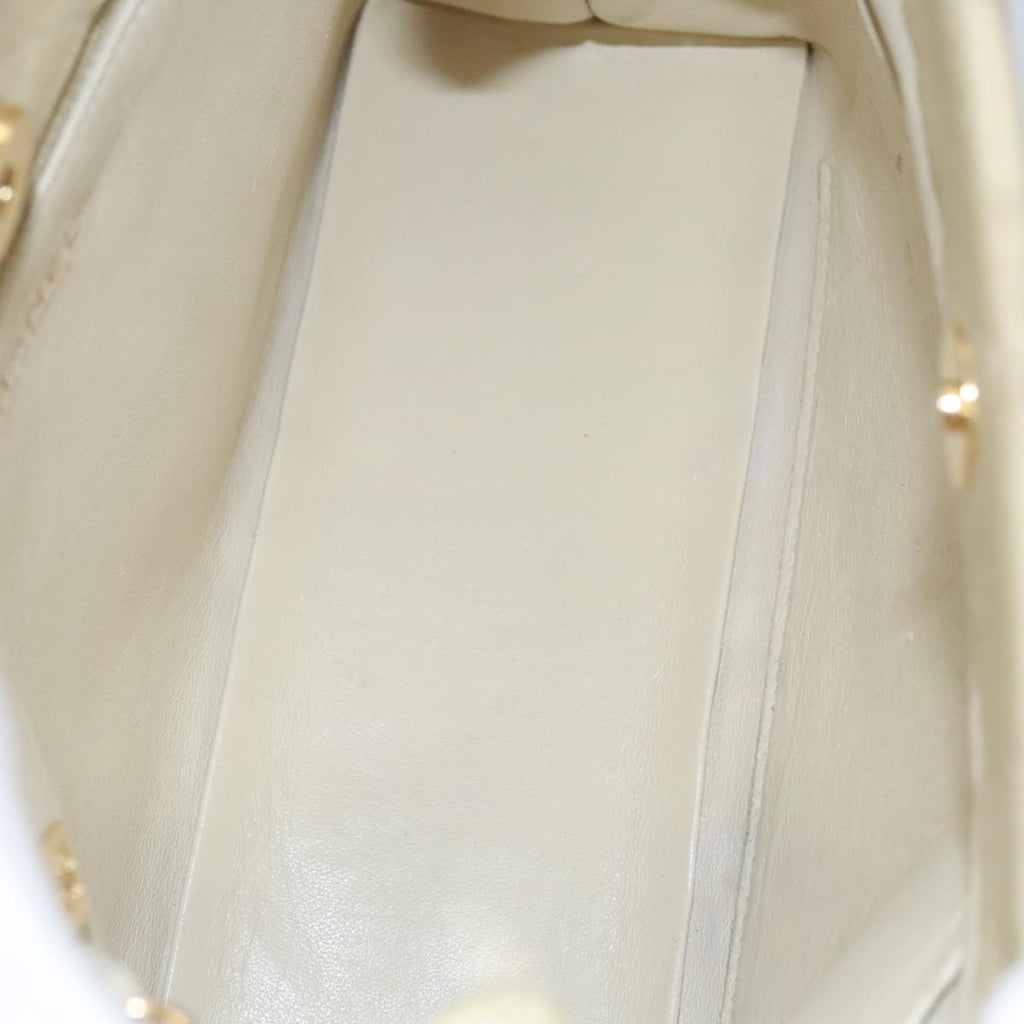 CHANEL Chain Shoulder Bag Cotton Ivory Gold CC 104415
