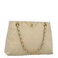 CHANEL Chain Shoulder Bag Cotton Ivory Gold CC 104415
