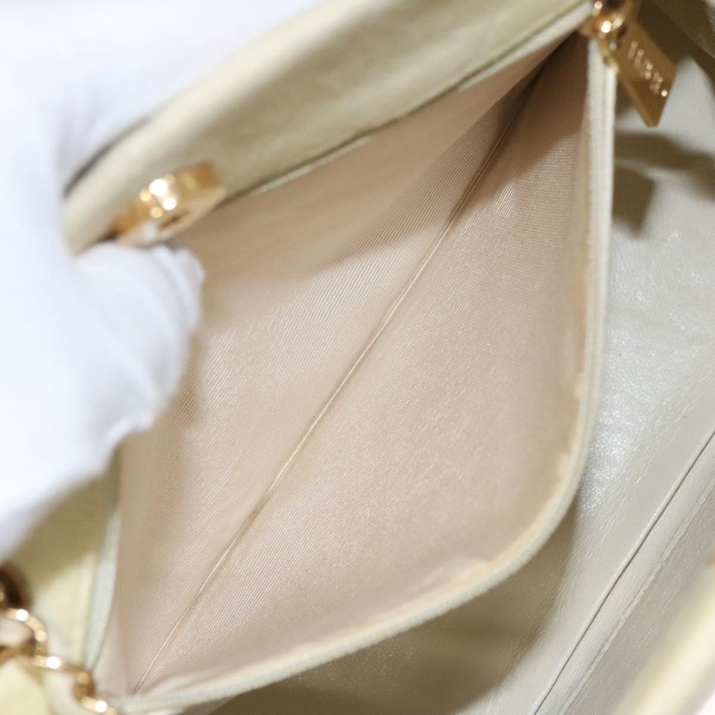 CHANEL Chain Shoulder Bag Cotton Ivory Gold CC 104415