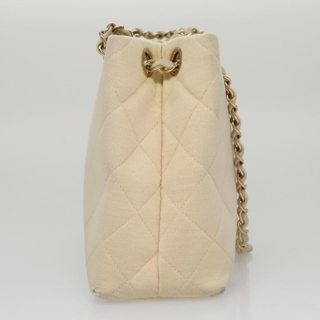 CHANEL Chain Shoulder Bag Cotton Ivory Gold CC 104415