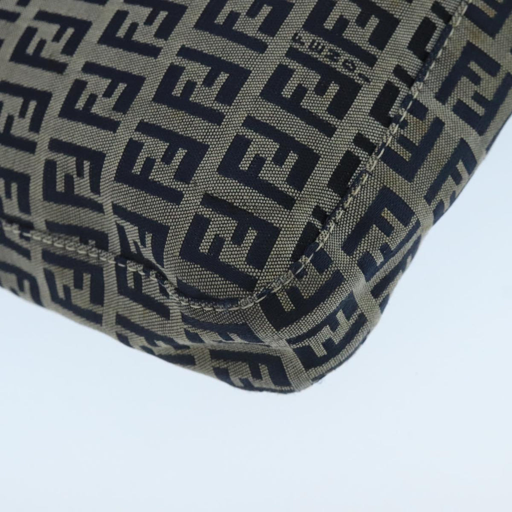 FENDI Zucchino Canvas Tote Bag Navy Silver 104436