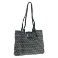 FENDI Zucchino Canvas Tote Bag Navy Silver 104436