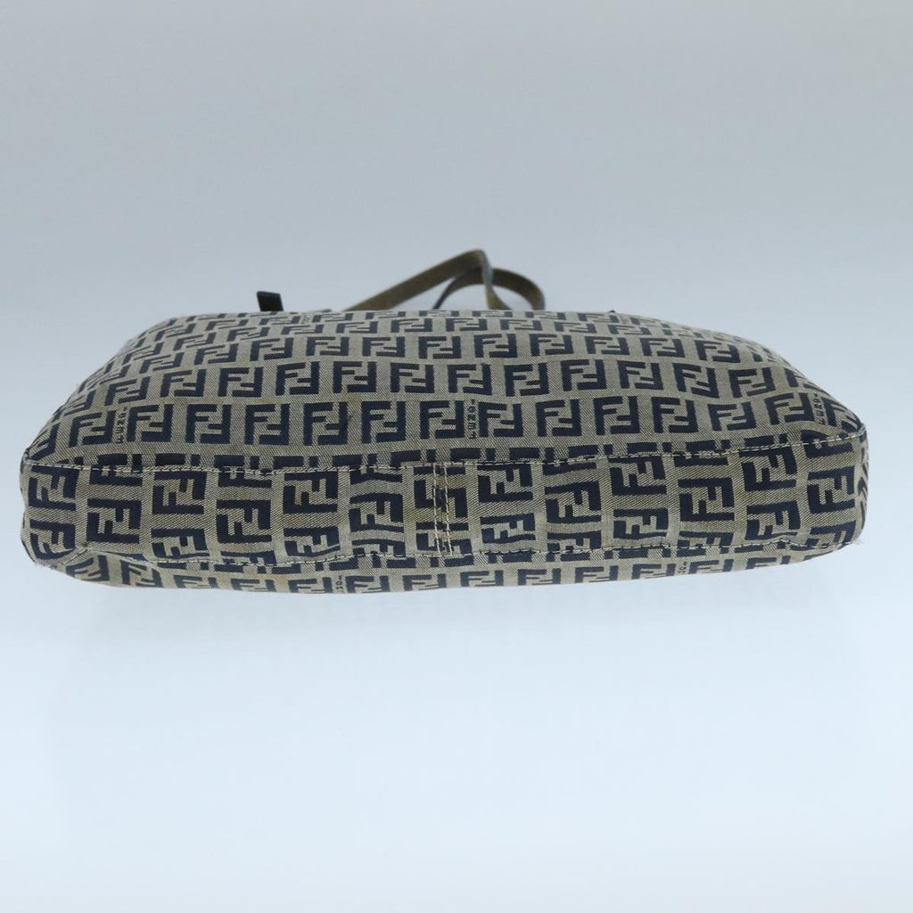 FENDI Zucchino Canvas Tote Bag Navy Silver 104436