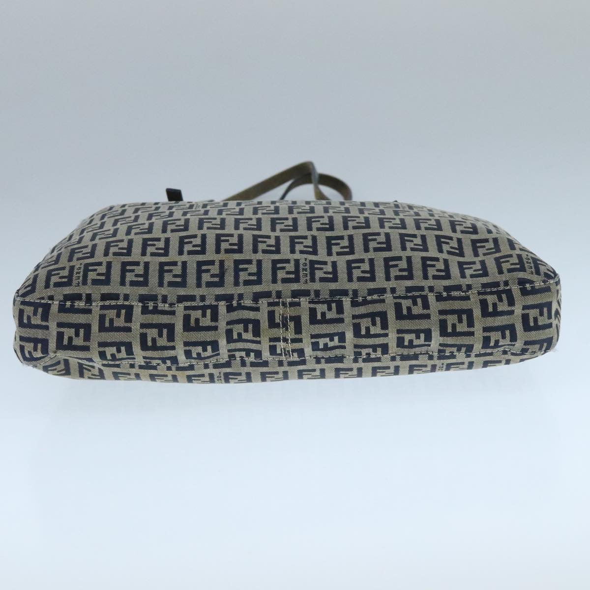 FENDI Zucchino Canvas Tote Bag Navy Silver 104436