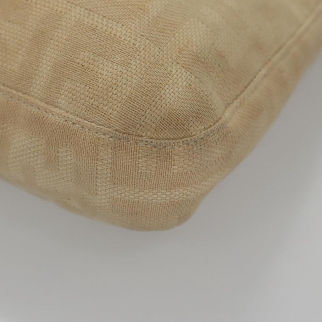 FENDI Zucca Canvas Mamma Baguette Shoulder Bag Beige Silver 104446