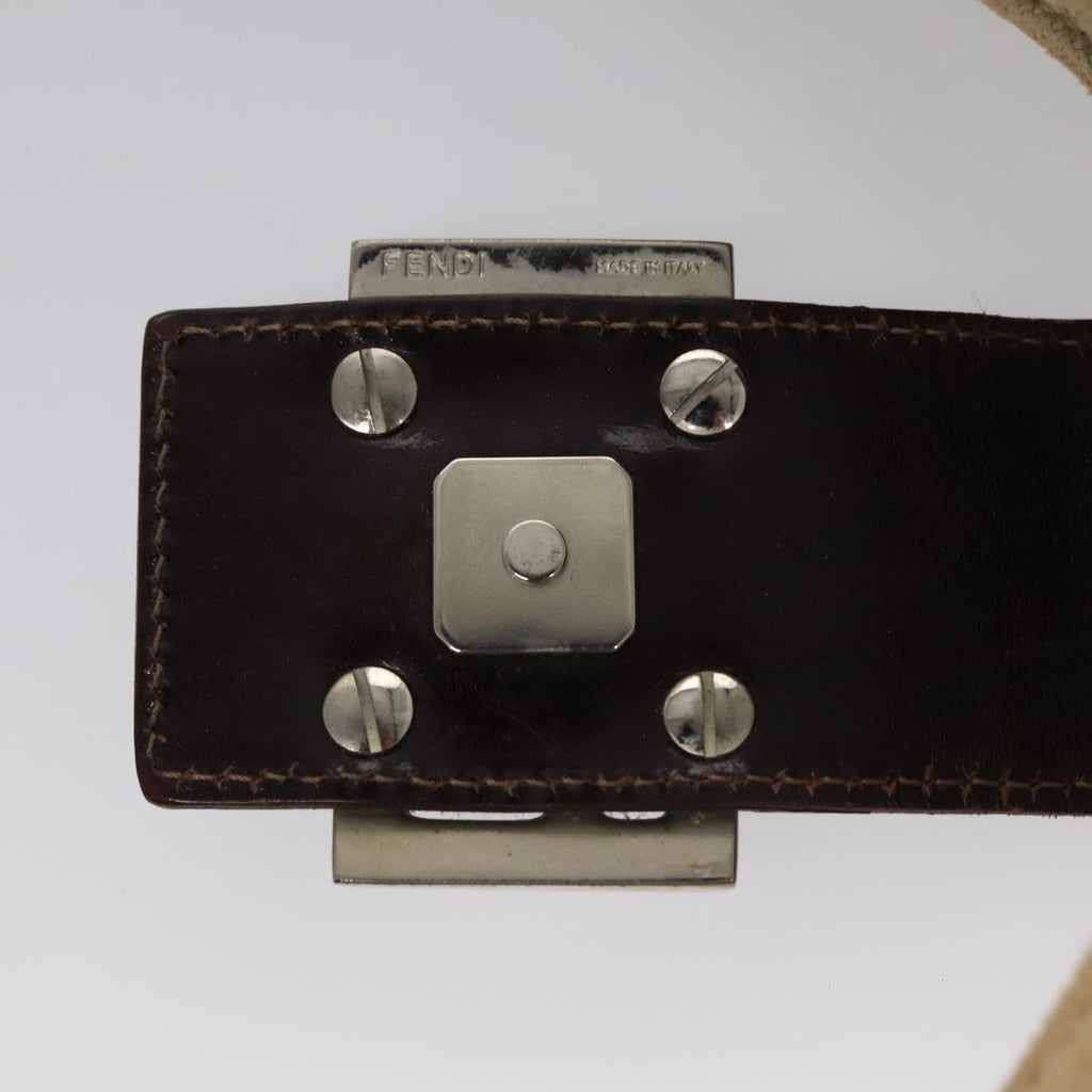 FENDI Zucca Canvas Mamma Baguette Shoulder Bag Beige Silver 104446