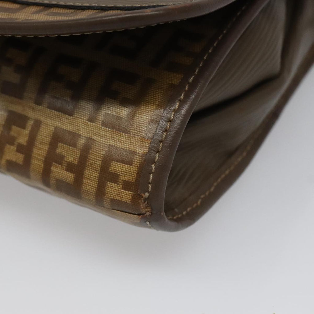 FENDI Zucchino Canvas Shoulder Bag Beige 104456