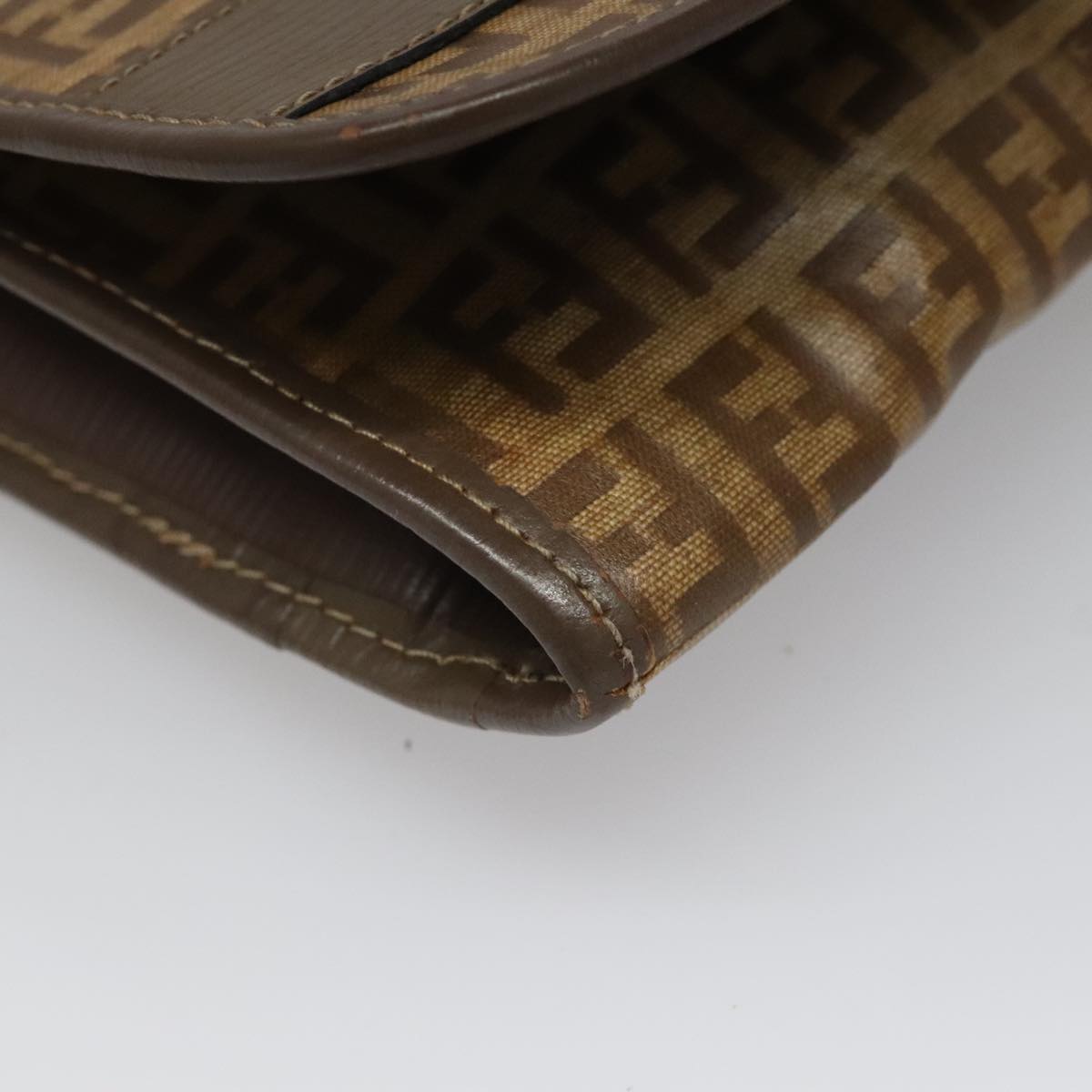 FENDI Zucchino Canvas Shoulder Bag Beige 104456