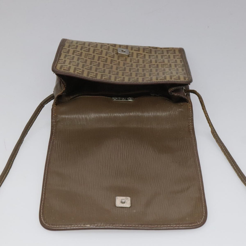 FENDI Zucchino Canvas Shoulder Bag Beige 104456
