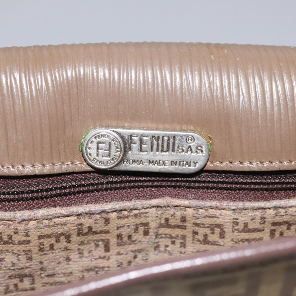 FENDI Zucchino Canvas Shoulder Bag Beige 104456