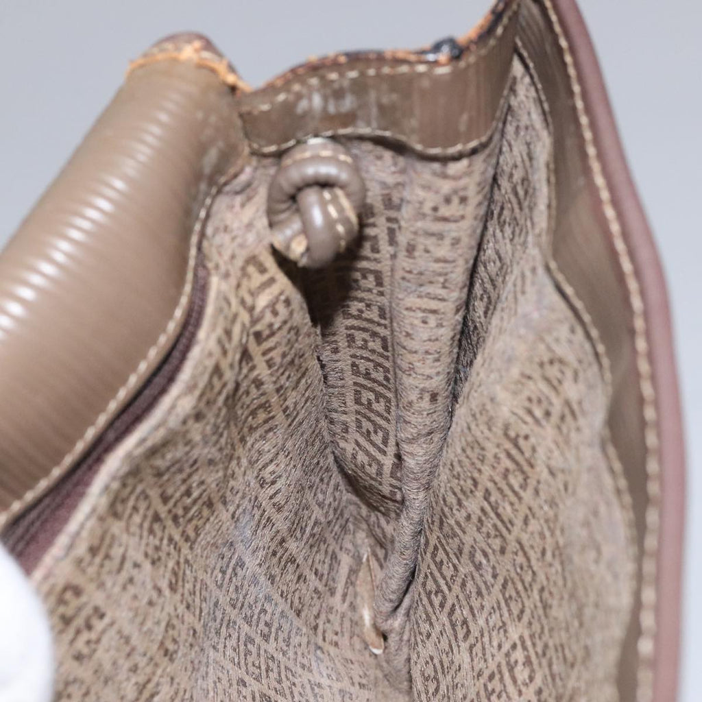 FENDI Zucchino Canvas Shoulder Bag Beige 104456