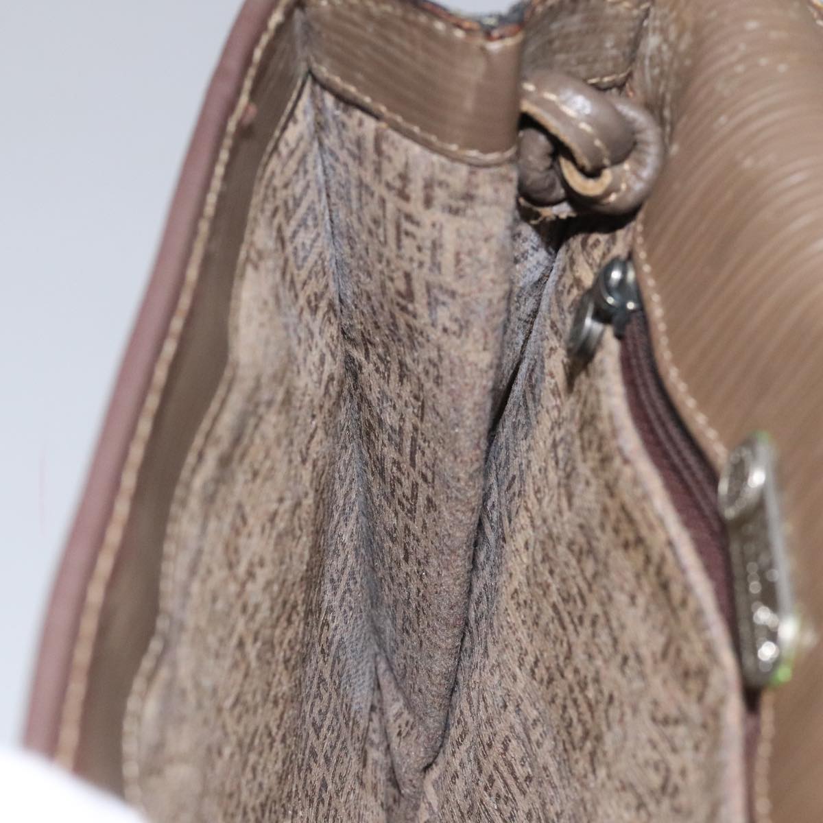 FENDI Zucchino Canvas Shoulder Bag Beige 104456