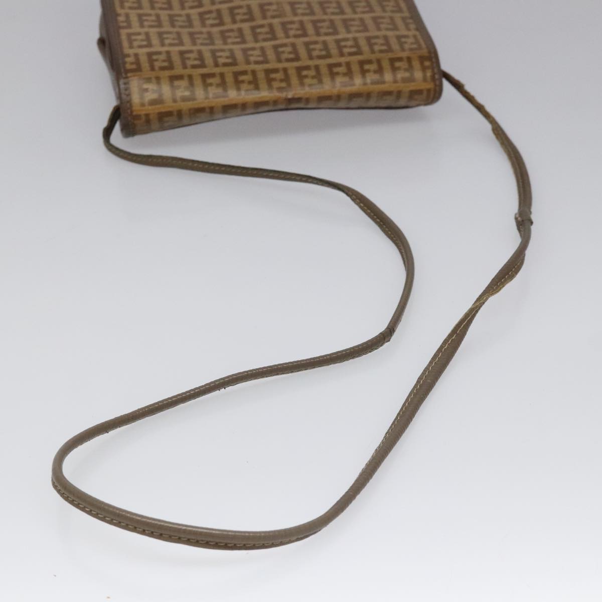 FENDI Zucchino Canvas Shoulder Bag Beige 104456