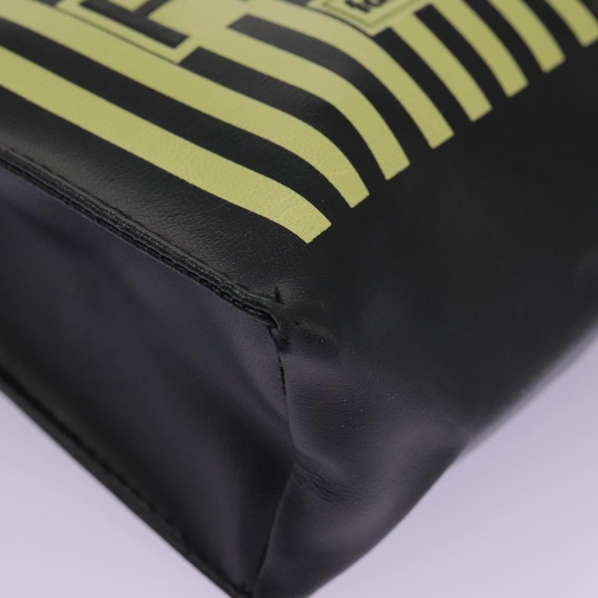 FENDI Mini Hand Bag Leather Black Green 104482