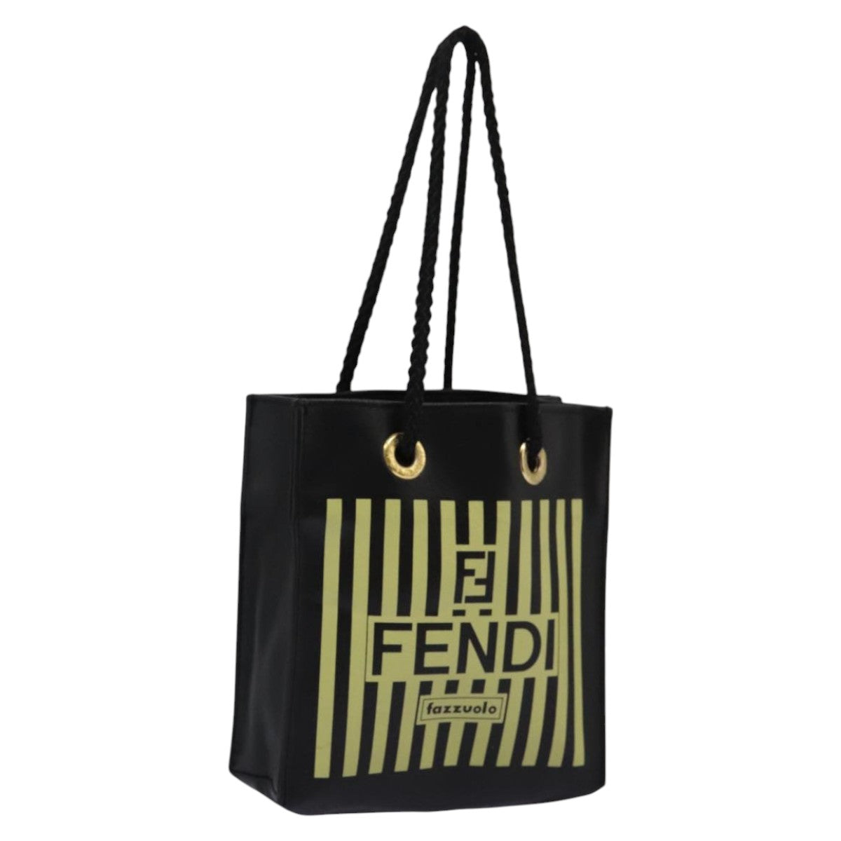 FENDI Mini Hand Bag Leather Black Green 104482