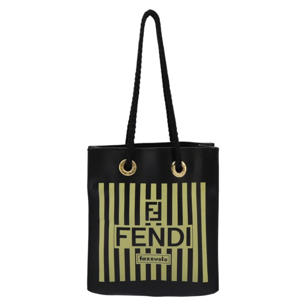 FENDI Mini Hand Bag Leather Black Green 104482