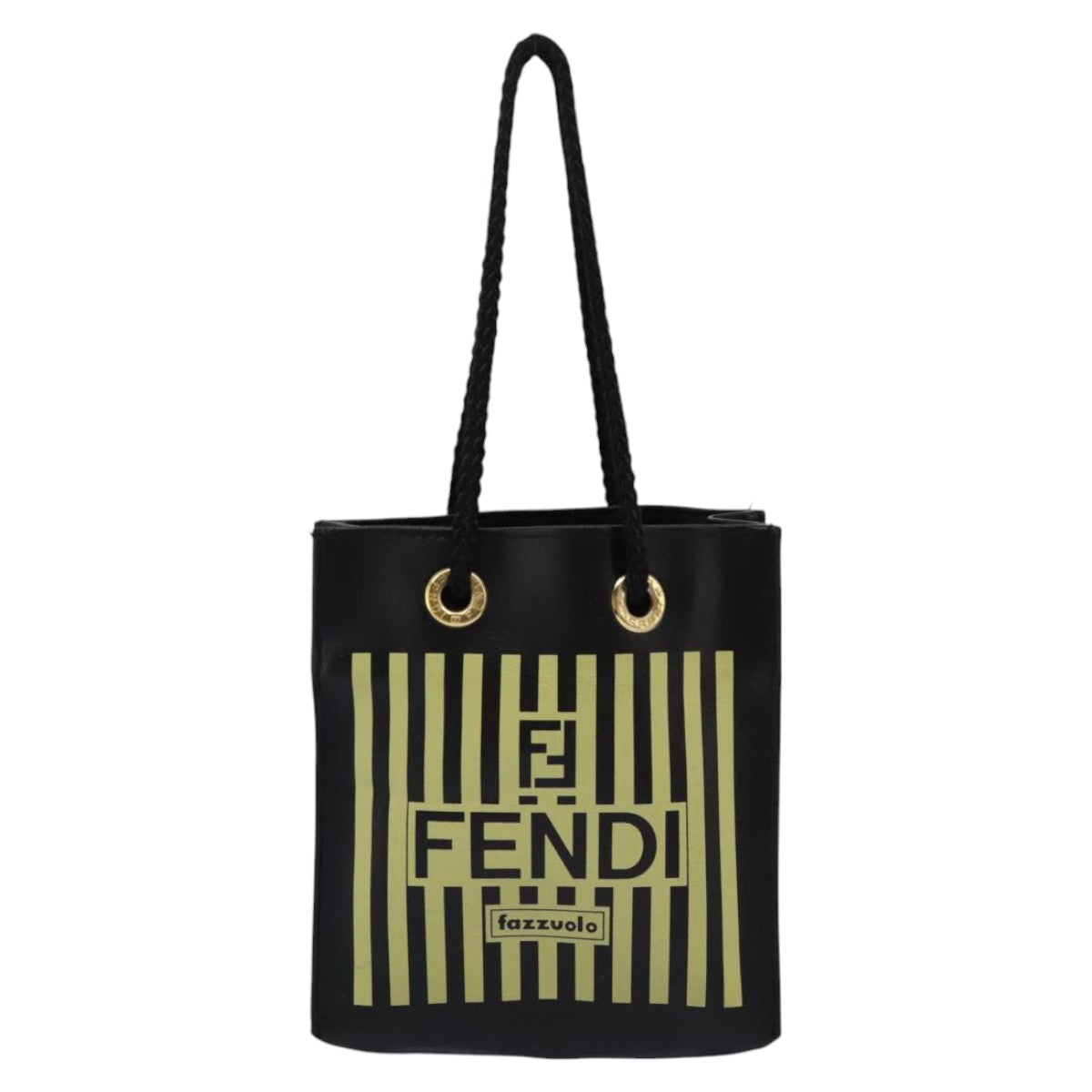 FENDI Mini Hand Bag Leather Black Green 104482