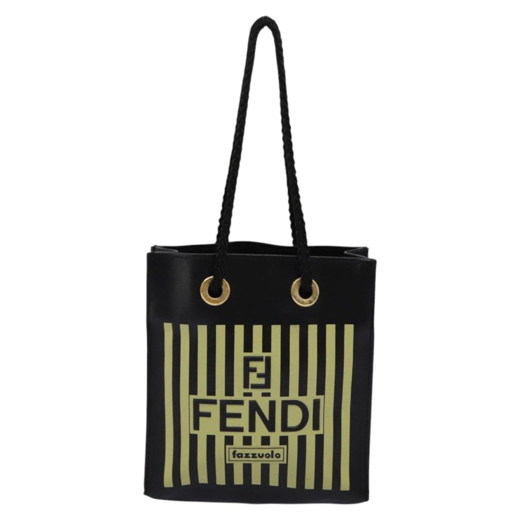FENDI Mini Hand Bag Leather Black Green 104482