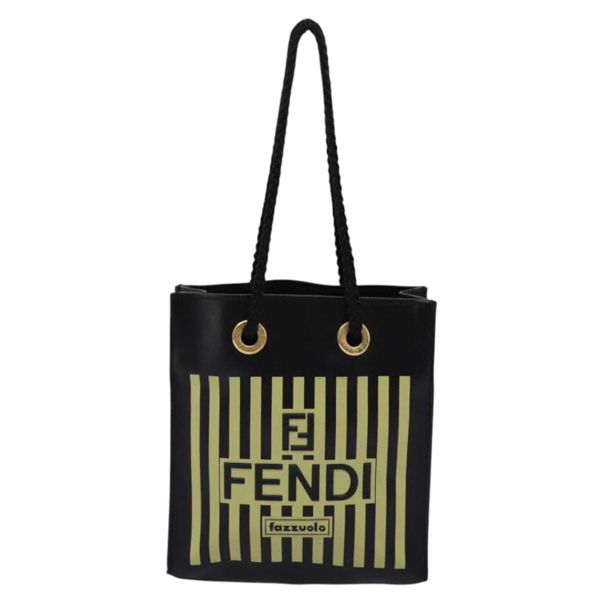 FENDI Mini Hand Bag Leather Black Green 104482