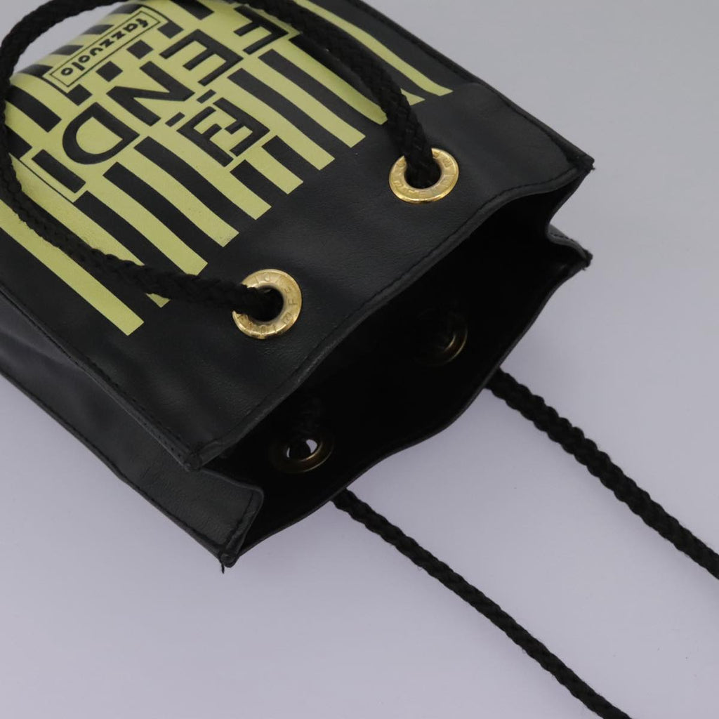 FENDI Mini Hand Bag Leather Black Green 104482