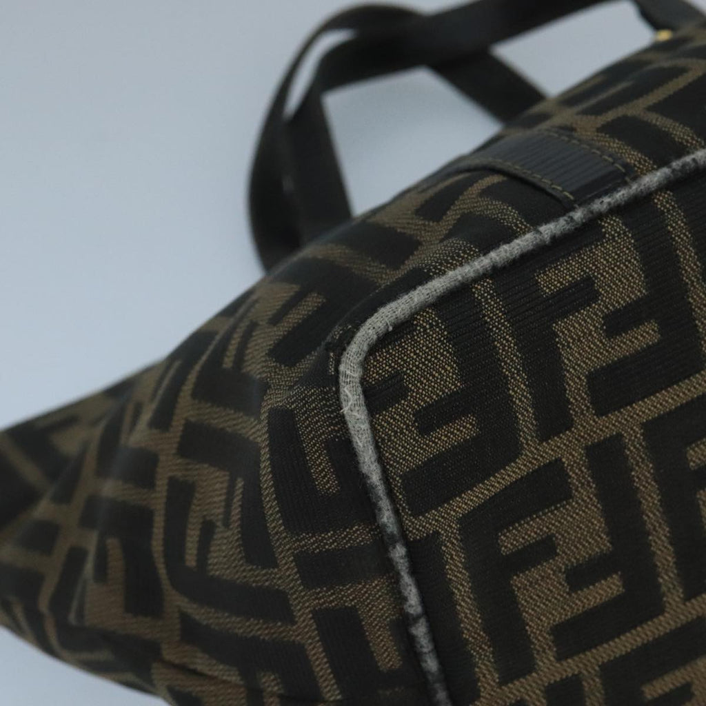 FENDI Zucca Canvas Hand Bag Brown Black gold 104531