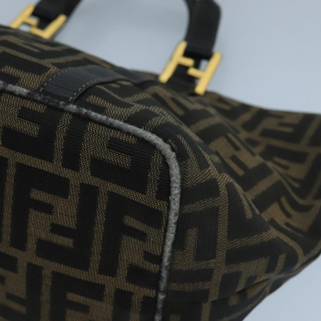 FENDI Zucca Canvas Hand Bag Brown Black gold 104531