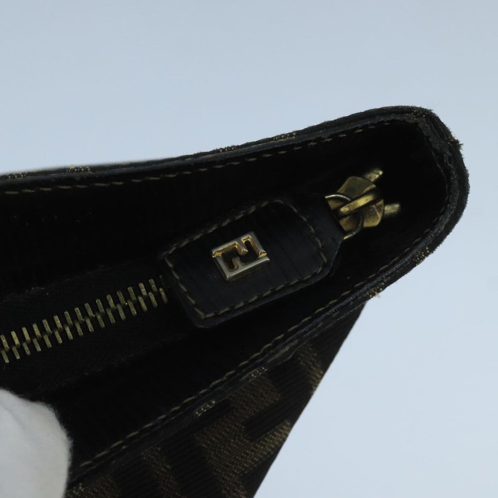 FENDI Zucca Canvas Hand Bag Brown Black gold 104531