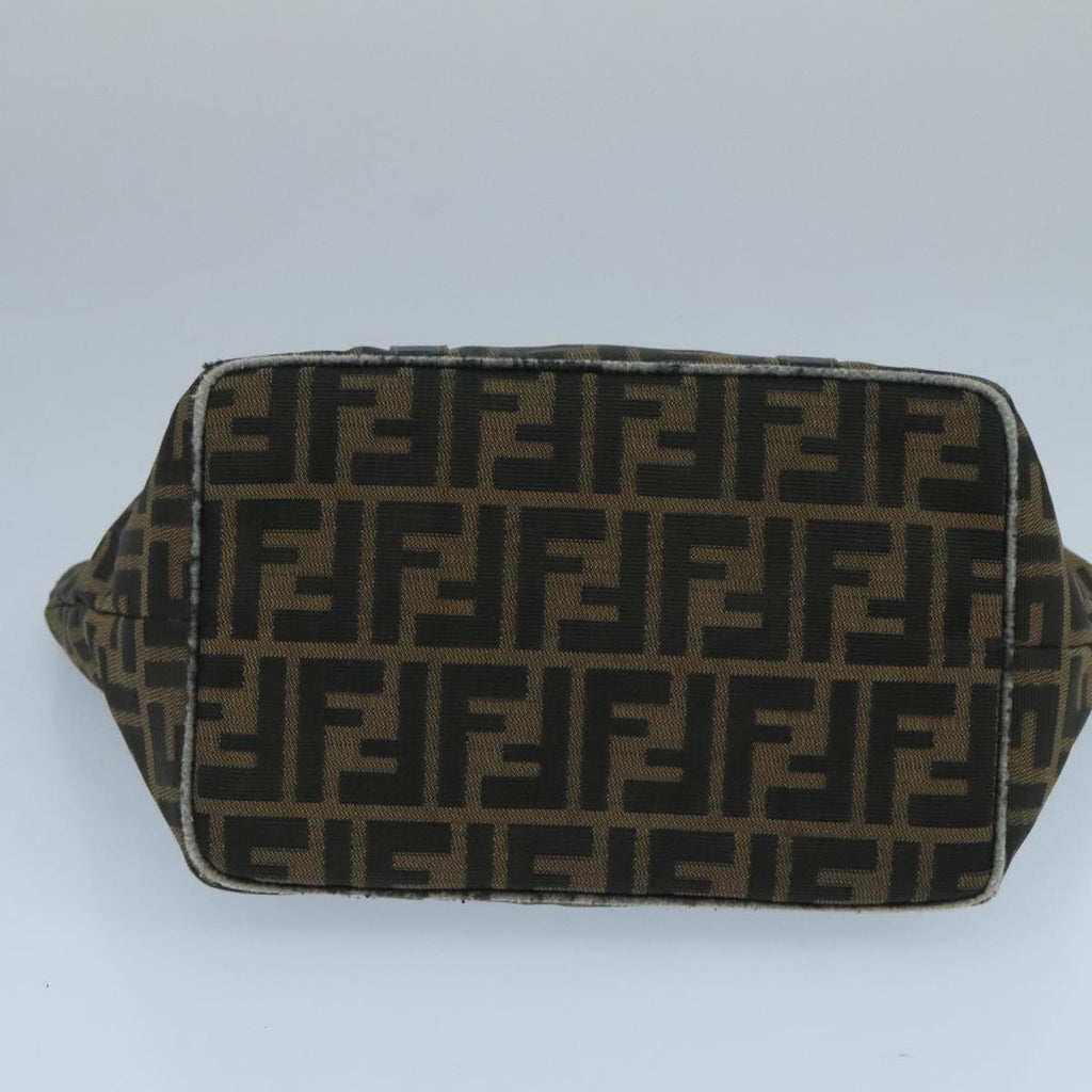 FENDI Zucca Canvas Hand Bag Brown Black gold 104531