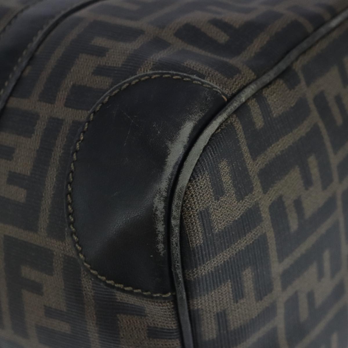 FENDI Zucca Canvas Boston Bag Brown Black 104558