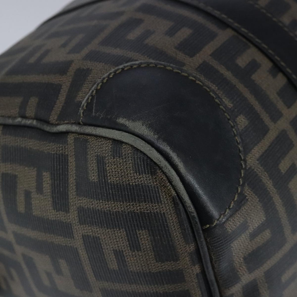 FENDI Zucca Canvas Boston Bag Brown Black 104558