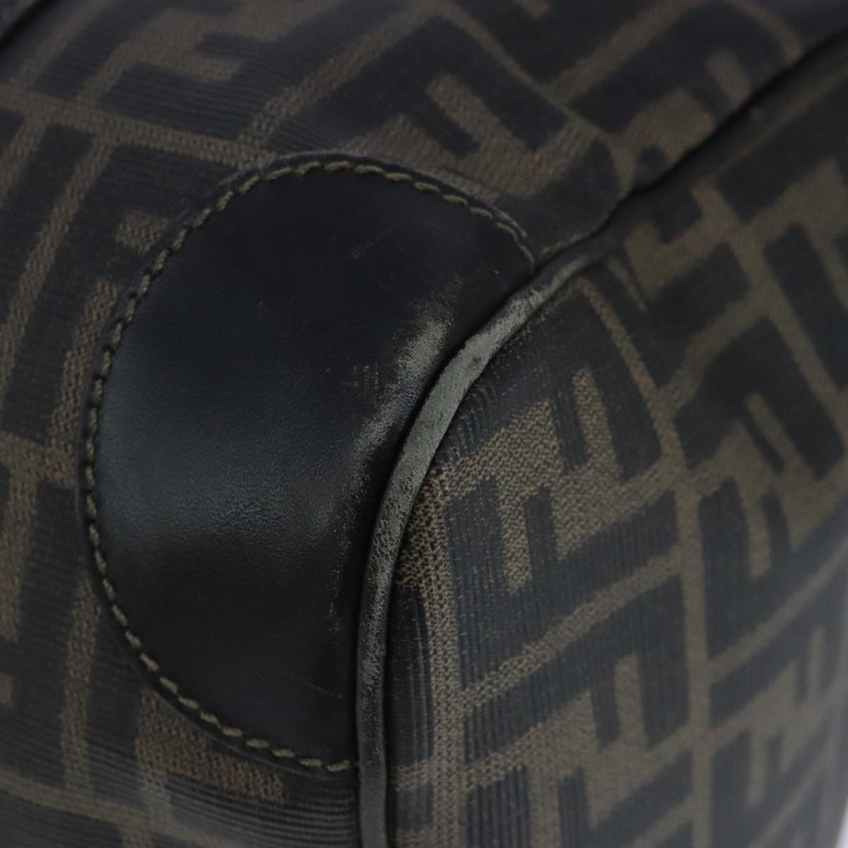 FENDI Zucca Canvas Boston Bag Brown Black 104558