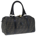 FENDI Zucca Canvas Boston Bag Brown Black 104558